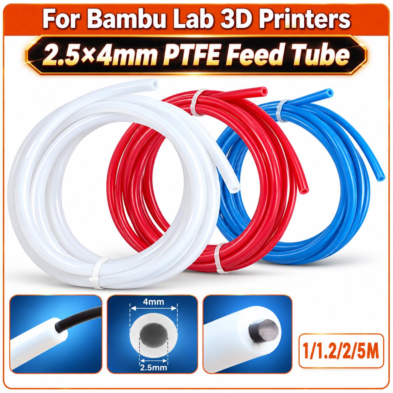 Ptfe Tape Thread - 2,5×4mm PTFE-Teflon-Schlauch für Bambu Lab AMS